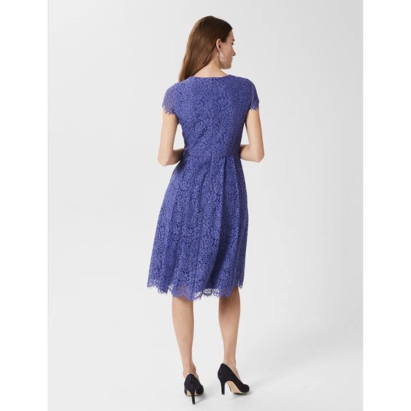 NEW Hobbs London Anastasia Blue Fit and Flare Lace Dress Size 14 - Picture 2 of 4